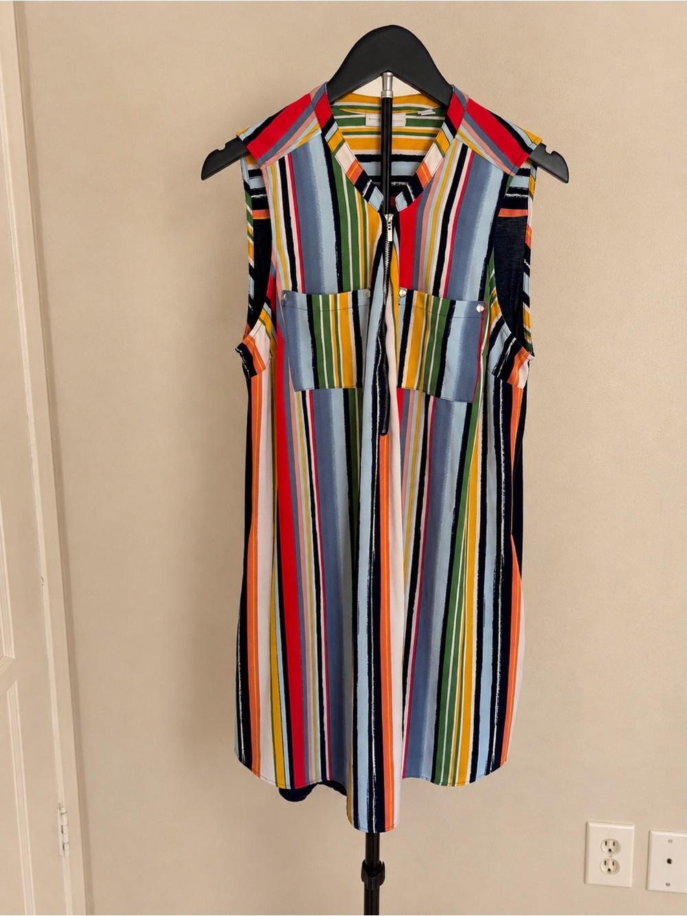 New York & Company Multicolor Striped Sleeveless Mini Dress